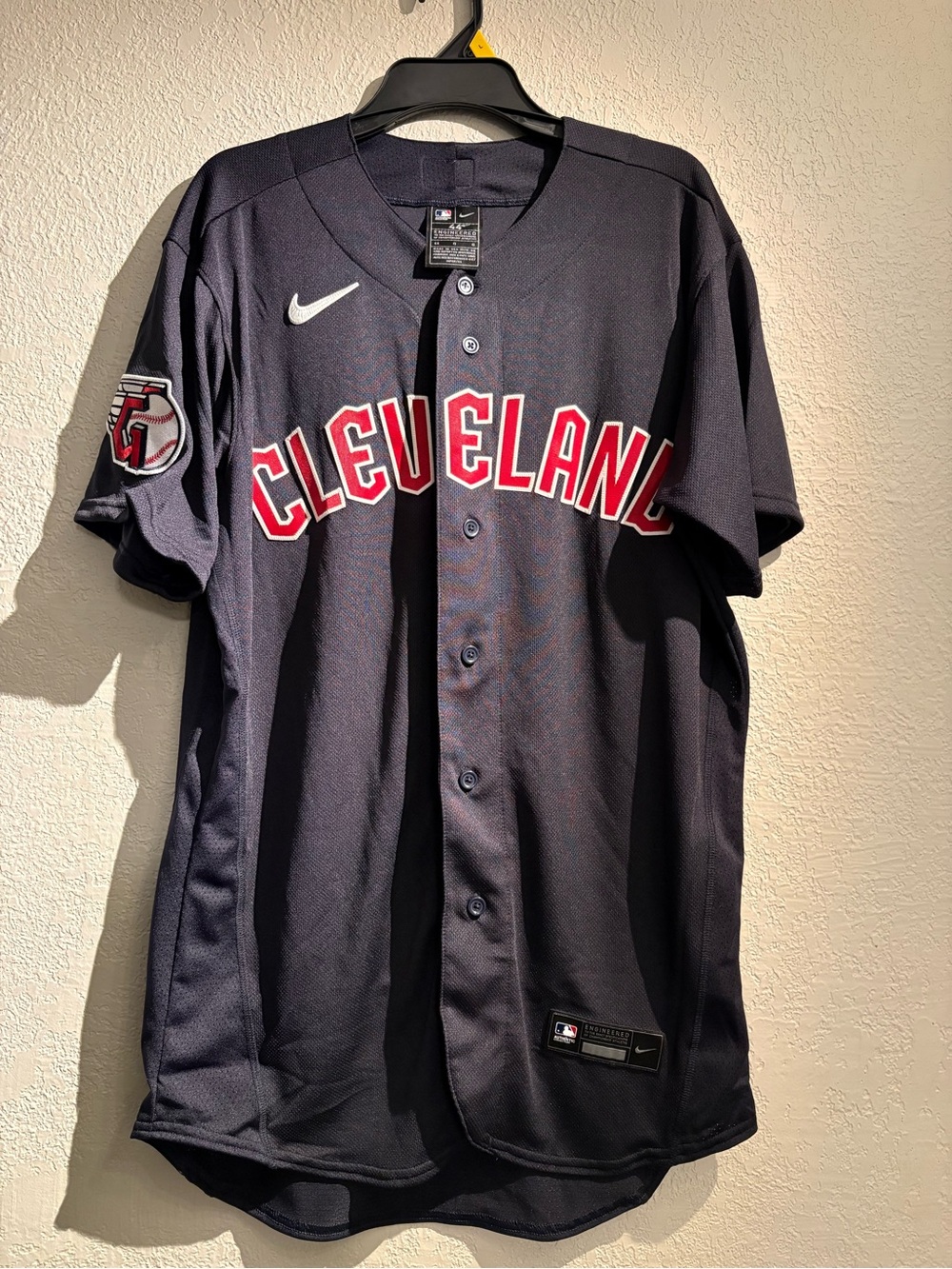 Nike Cleveland Baseball Jersey in Navy with Red and White Accents authentic